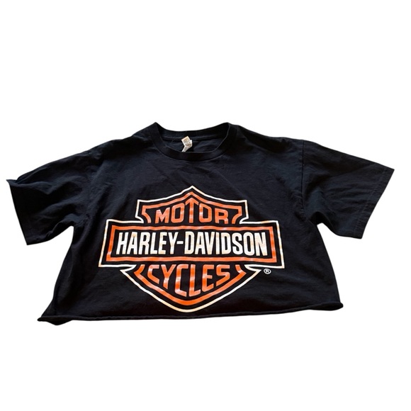 Harley-Davidson Printed Logo Black T-Shirt crop top - Picture 1 of 6
